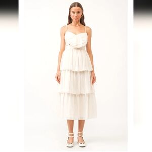Sofie The Label Fiona Solid Tiered Bow Detail Midi Dress Light & Airy